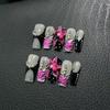 10Pcs Dark Sweet 3D Butterfly Floral Handmade Fake Nails Mid Length Ballet Acrylic Press On Nails For Women