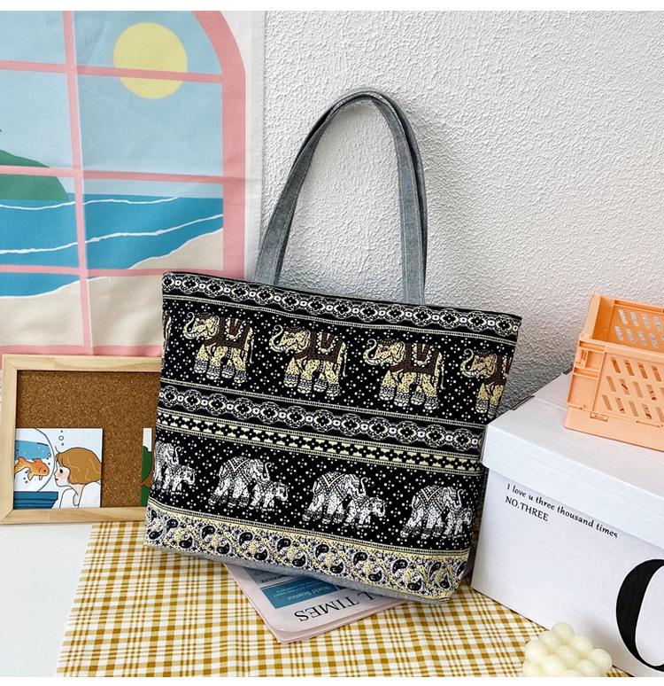 Neue Canvas-Tasche Xinmatai Retro-Damen-Tasche bedruckte Handtasche Tote große Tasche literarische Schulter-Einkaufstasche