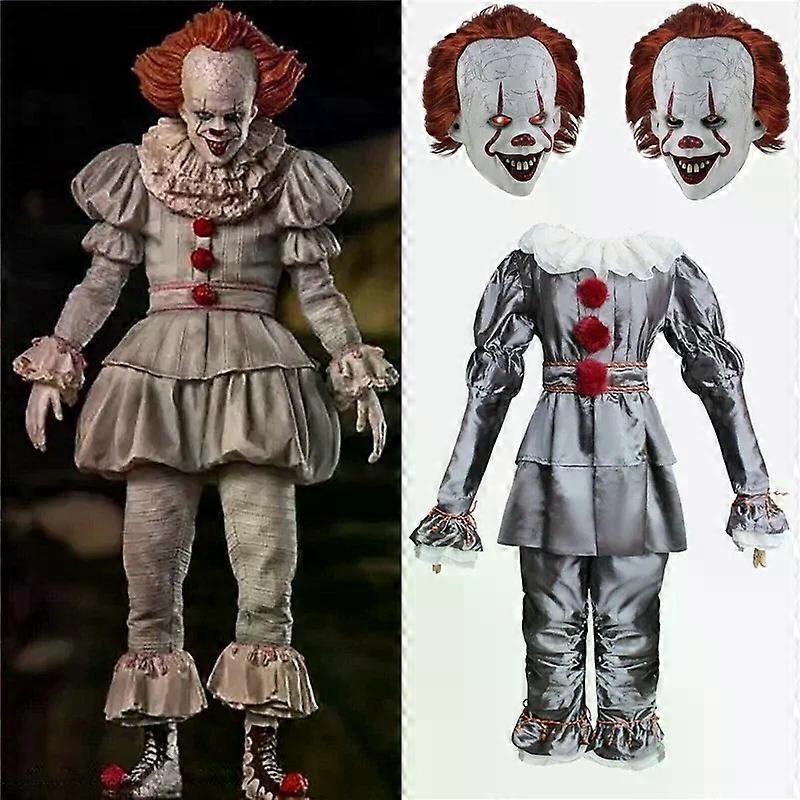 Adult Pennywise Clown Costume Halloween Cosplay Suit OutfiT Fancy Costume A
