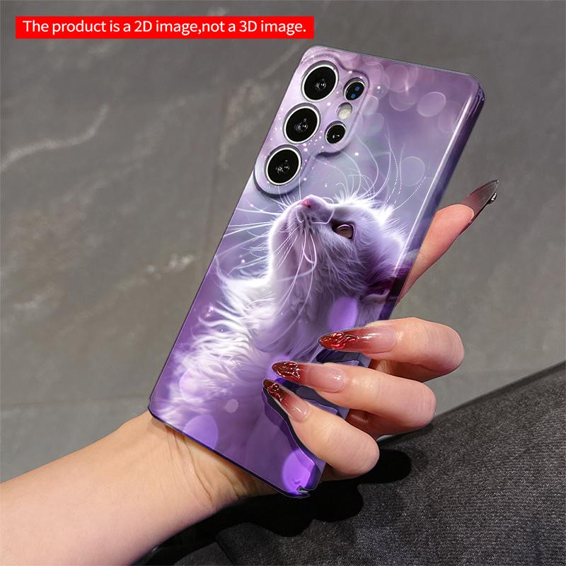 2DFlat Samsung phone case Purple Dream Cat Phone Case Applicable to Galaxy S23 S24 S25ULTRA S26 A12 A14 A15 A16 A54 A55