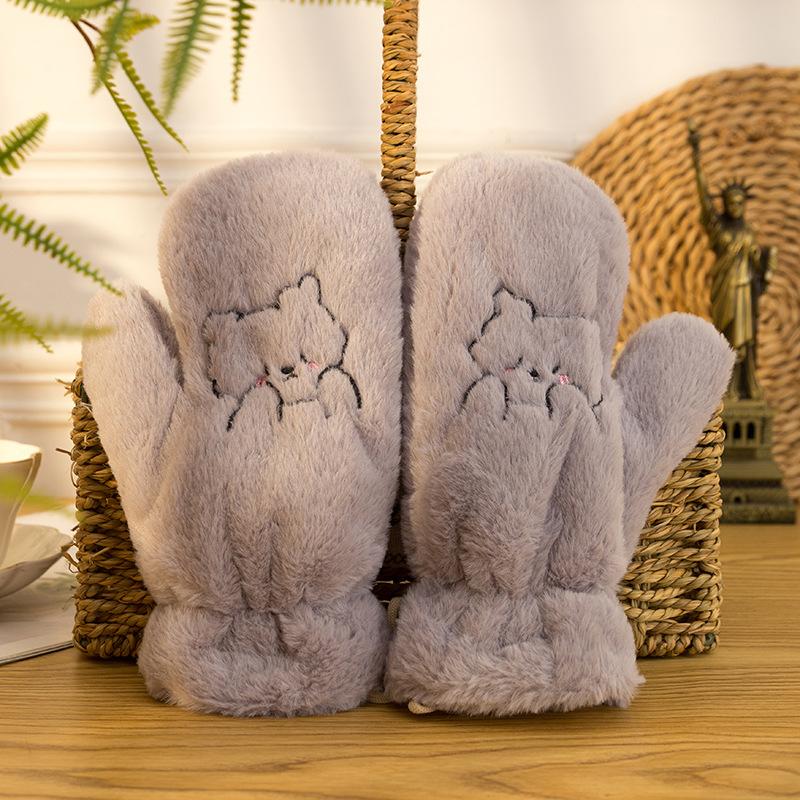 

Зимние женские перчатки согревают, милые студенческие мультяшные медведи, защищают от холода, на подкладке из утолщенного хлопка и плюша, с подвеской на шею для зимы