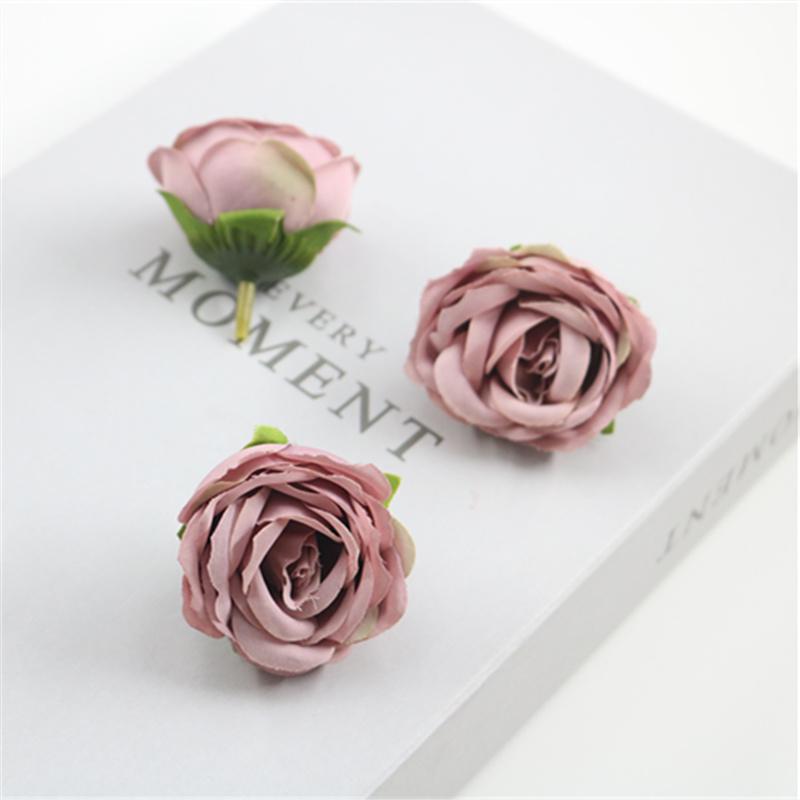 Retro Rolled Edge Silk Rose Flower, Artificial DIY Material for Gift Box, Decoration, and Wedding Arrangement