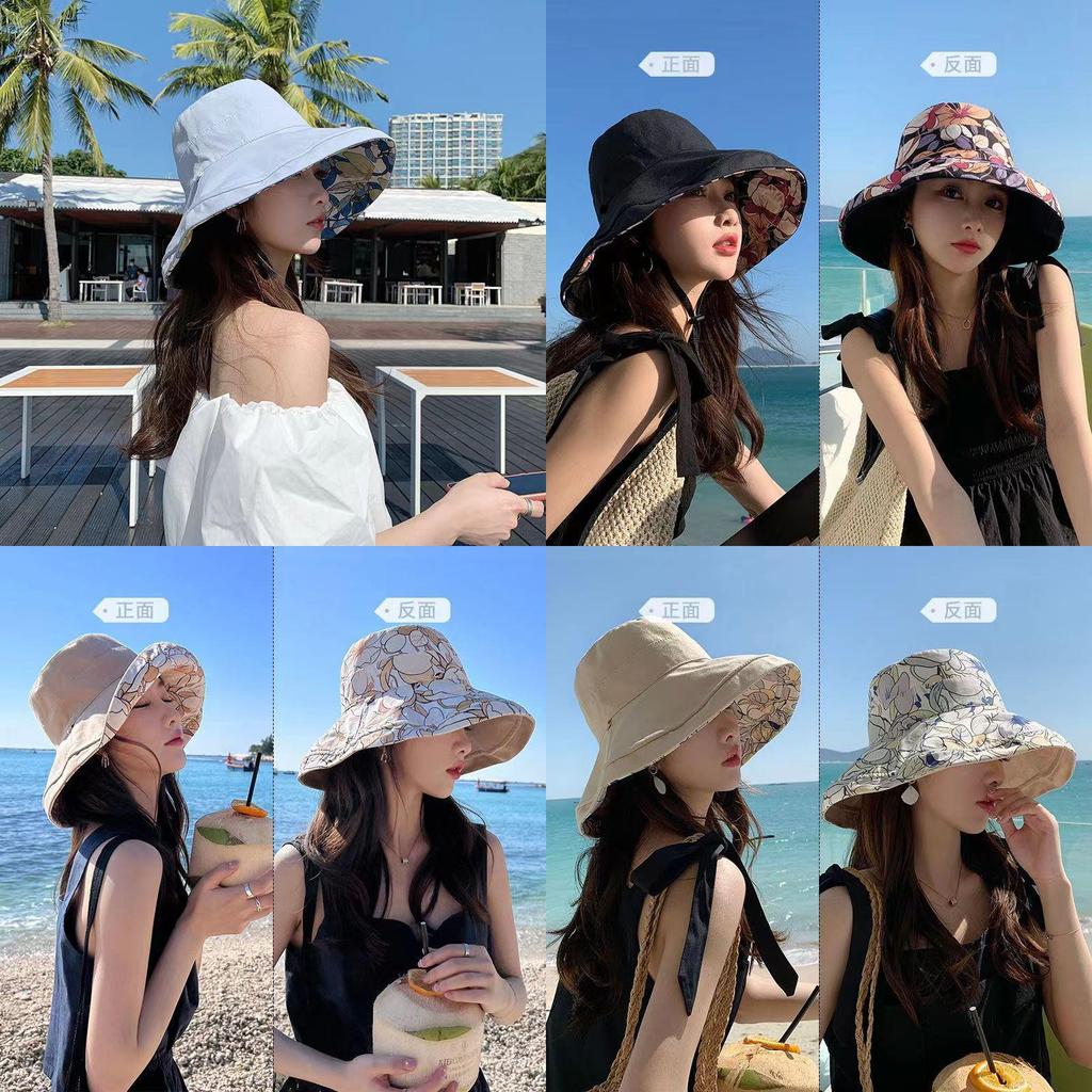 Summer Cotton Linen Fisherman Hat With Floral Pattern And Sun Protection For Women