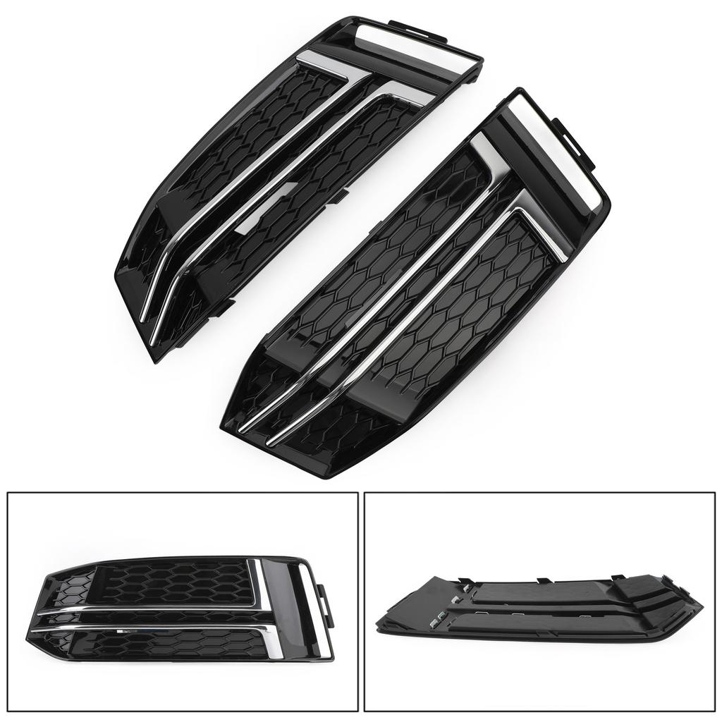 Areyourshop Pair Front Fog Light Cover 8W0807681F 8W0807682F for A4 B9 S-LINE 2016-2018 Bumper Grille