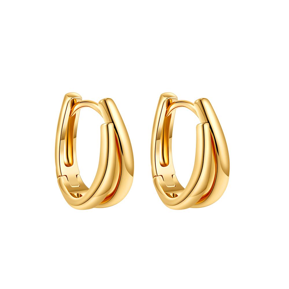 

Simple Double Layer U Shape Mini Hoop Earrings for Women Mixed Color Gold Copper Plated Huggie Earring Statement Daily Zircon