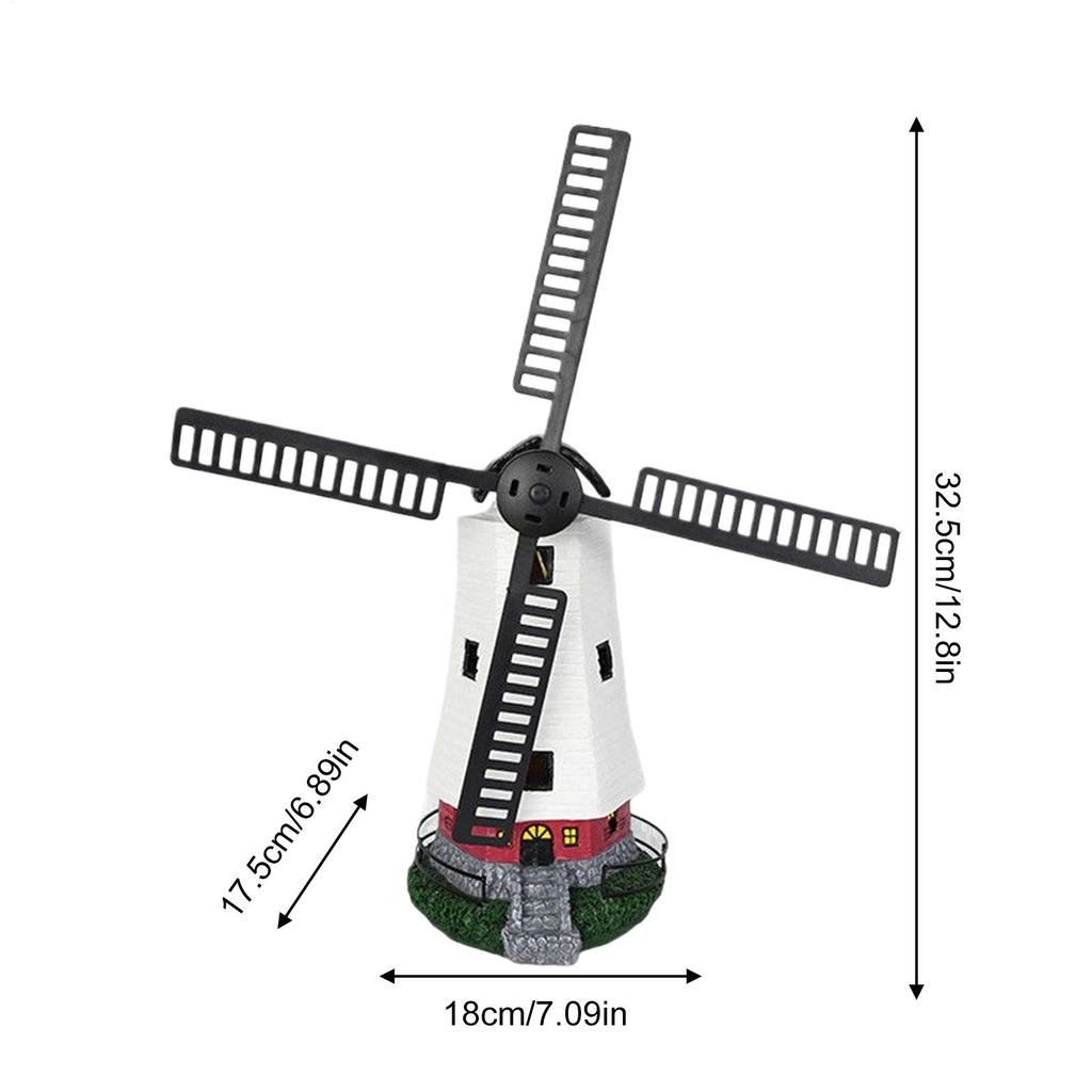 Solar Light House Decorative LED Wind Mill Figurine Solar Powered Lighted Windmill Statue For Garden Yard Backyard Pathway