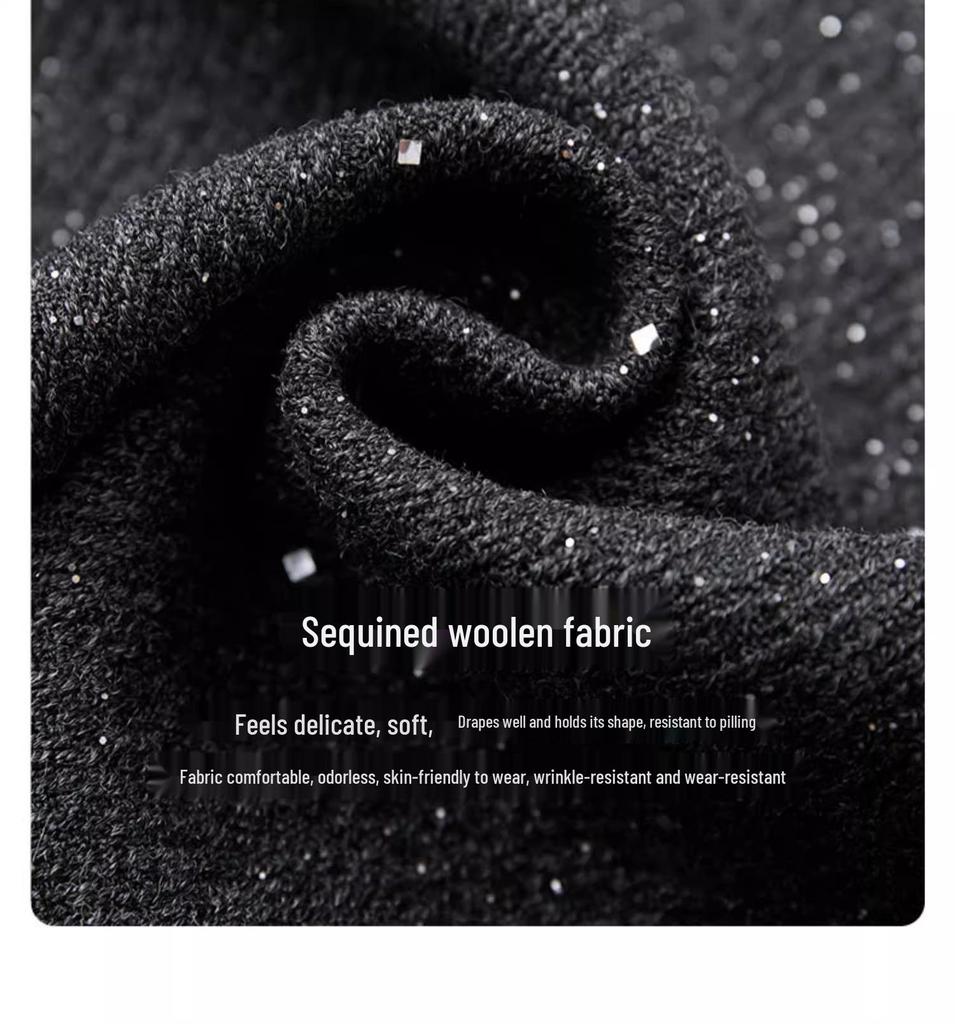 Autumn/Winter 2025 Women's Versatile High-Waisted Sequin A-Line Skirt