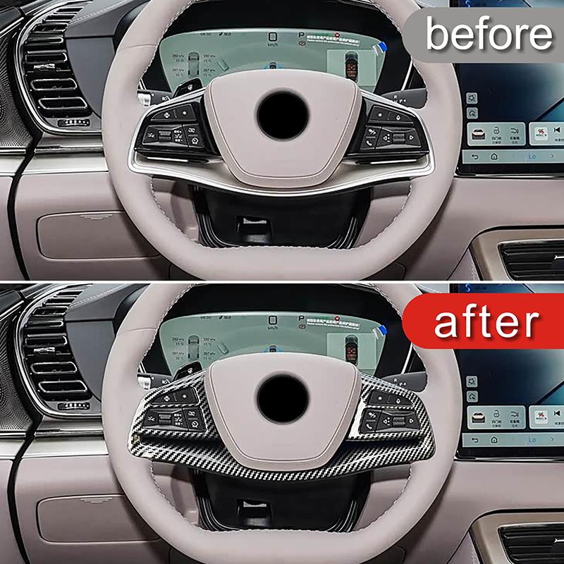 Car Styling Steering Wheel Frame Decoration Cover Trim For BYD Han Carbon Fiber Color Interior Accessories