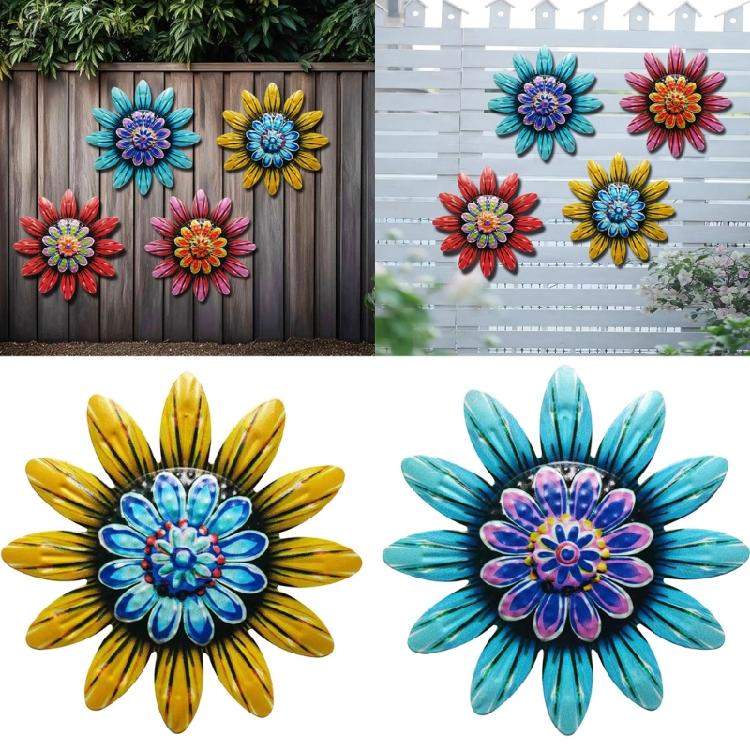 Rustics Metal Floral Wall Decors Iron Craft Design Iron Flower Wall Sculpture For Hallway Patio Unique Decorations