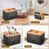 Bathroom Storage Box Wooden Tampon Box with Lid and Drawer 3 Compartment Feminine Product Organizer for Bathroom Countertops