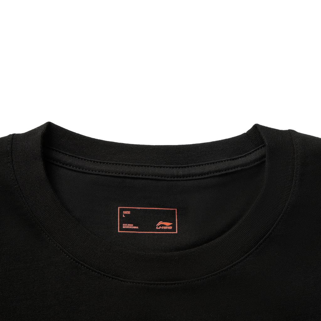 Li Ning Trendy Sports Series Solid Color Round Neck Comfortable Breathable Versatile Casual Short Sleeve T-Shirt Unisex Tops Black AHSV621-1