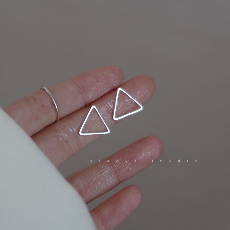 Normcore Big Geometric Triangle Earrings 925 Sterling Silver Niche Design Trendy Cool Easiest for Match Earrings Fashion Ornament Women