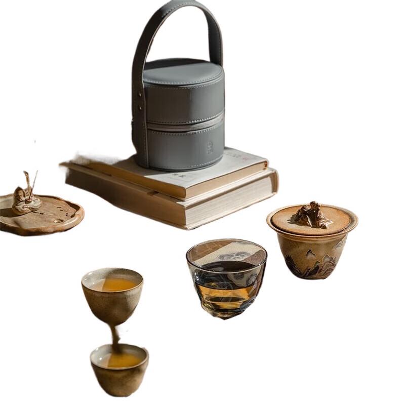Edenus Dunhuang Leaf Yellow Glaze Portable Tea Set