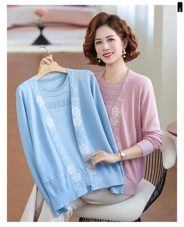 Stijlvolle Lente Gebreide Cardigan Set voor Vrouwen van Middelbare Leeftijd - Twee Delig Casual Vest