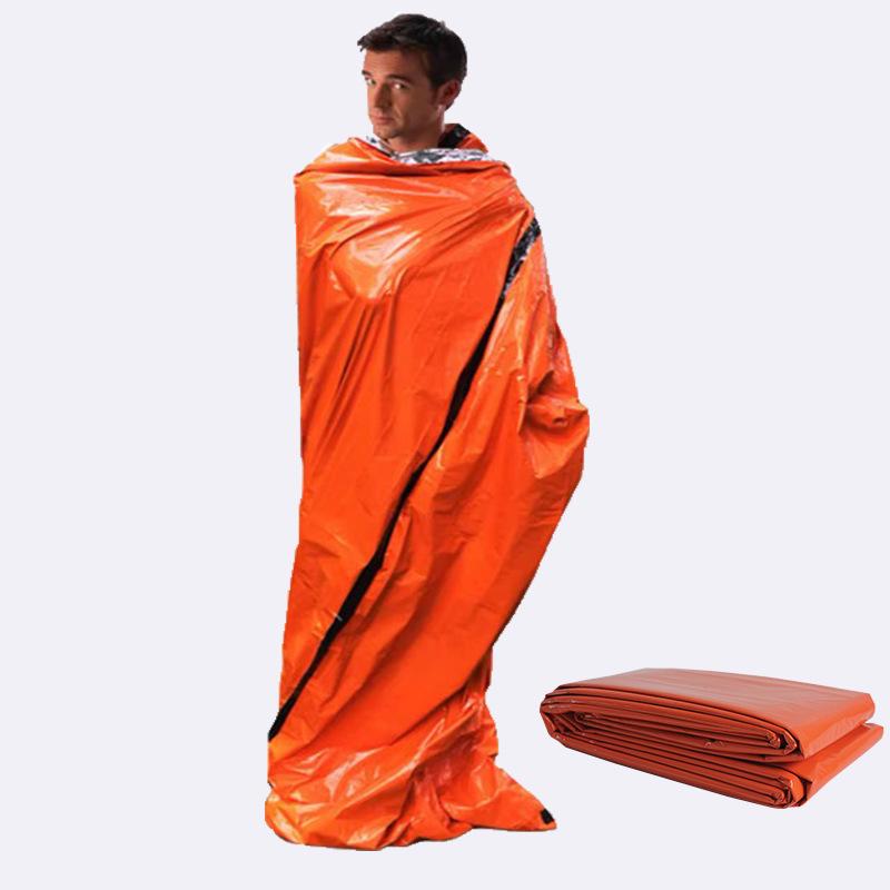 Emergency Blanket & Sleeping Bag: Heat Insulated, Warmth Retention, Lifesaving PE Orange