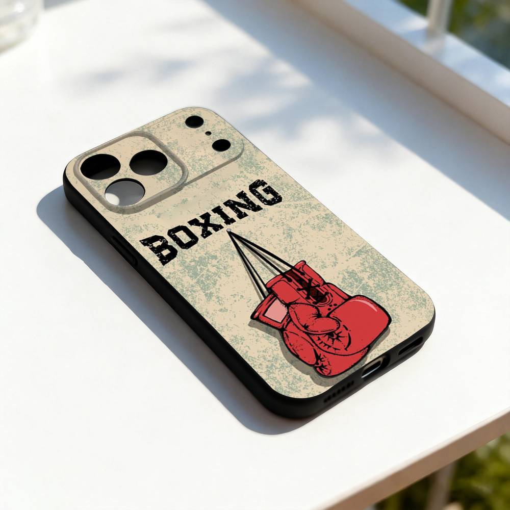 Boxing Gloves Cool For iPhone 17,16,15,14,13,12,11,Pro,Max,Plus,E,SE4,Air,Mini Black Soft Cover Phone Case