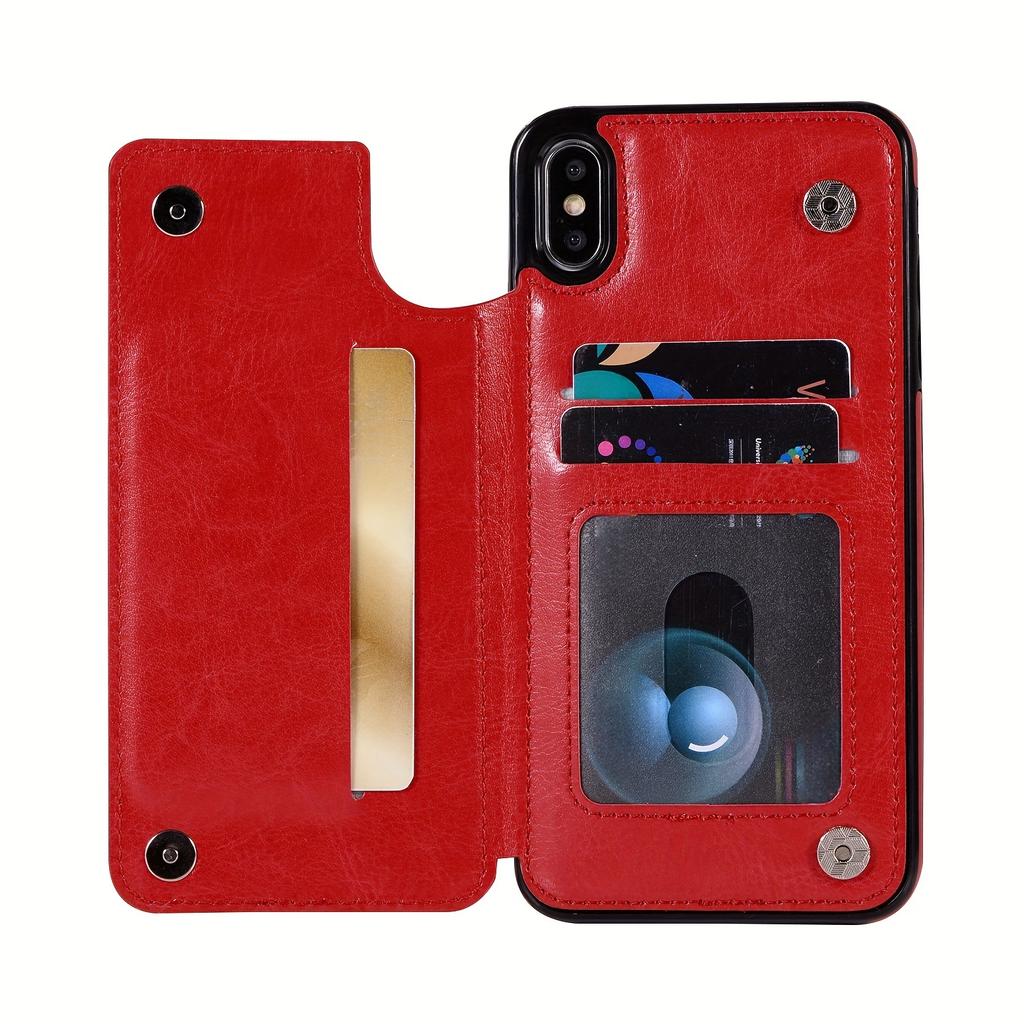 Handytasche, Brieftaschen-Handyhülle mit Kartenhalter, PU-Lederhülle mit Ständer und Kartenfächern, doppeltem Magnetverschluss und langlebiger, stoßfester Hülle für das iPhone