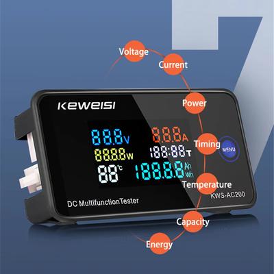 KWS-DC200 Digital Voltmeter Ammeter DC 0-200V Power Energy Meter LED Color DC Electric Wattmeter with Reset Function 0-100A
