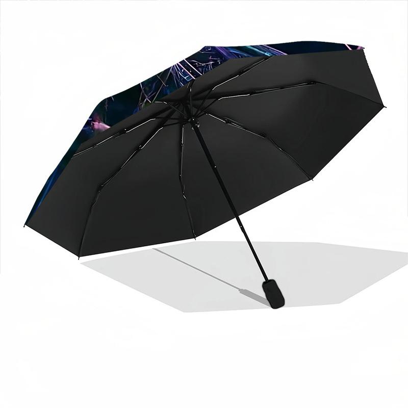 1pc Dragonfly Flowers Automatic Open/Close Umbrella with Folding feature Compact Travel Umbrella, Lightweight design, for Commuting, Business080