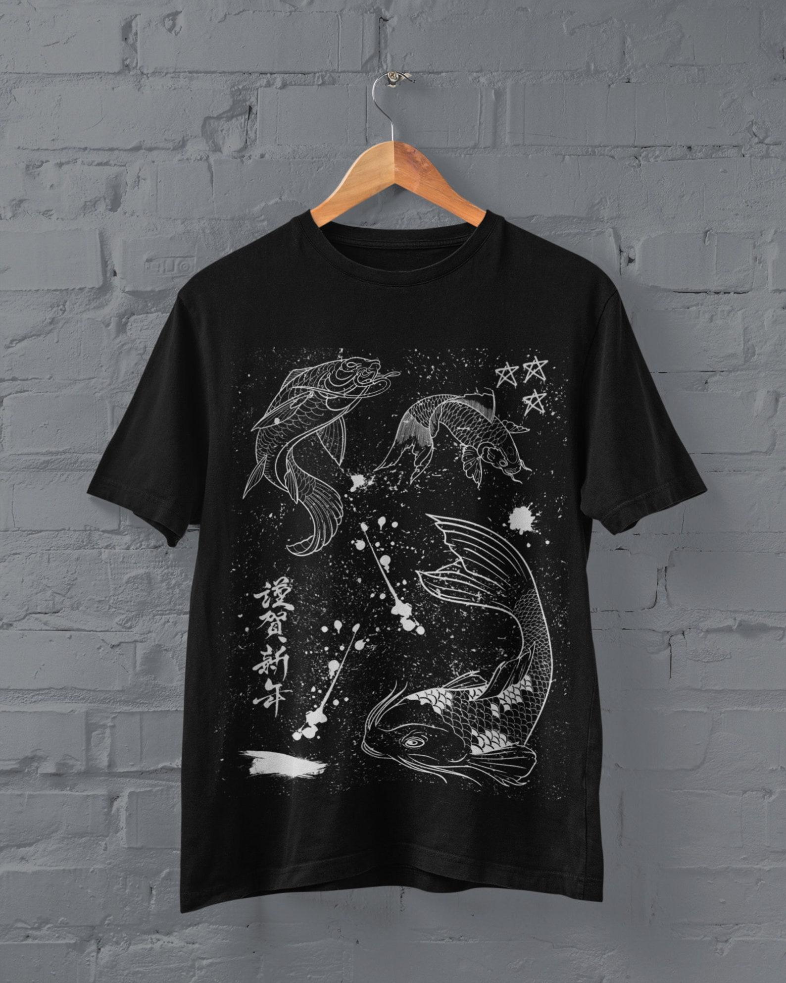 Harajuku Fish Shirt, Nu Goth Clothing,Y2k Shirt, Cyberpunk Clothing, Grunge Clothing, Egirl Shirt, Streetwear T Shirt, Pastel Goth Clothing L