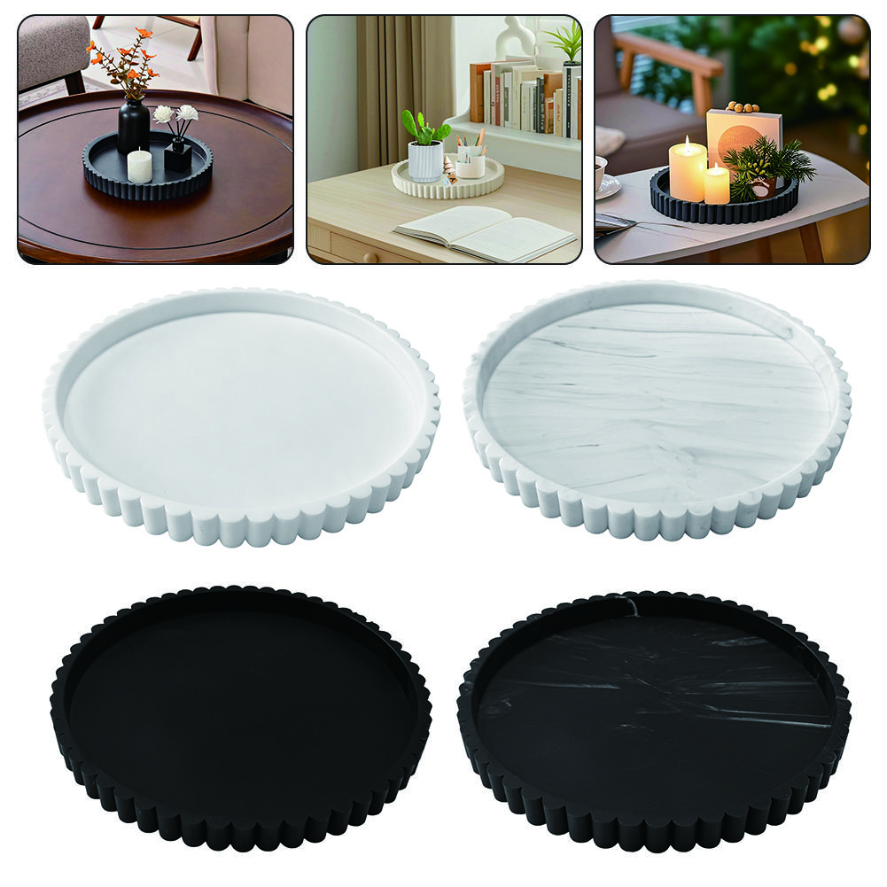Circular Coffee Table Decor Tray Jewelry Trinket Dish Silicone Non-Slip Design Candle Coaster Kitchen Sink Soaps Tray