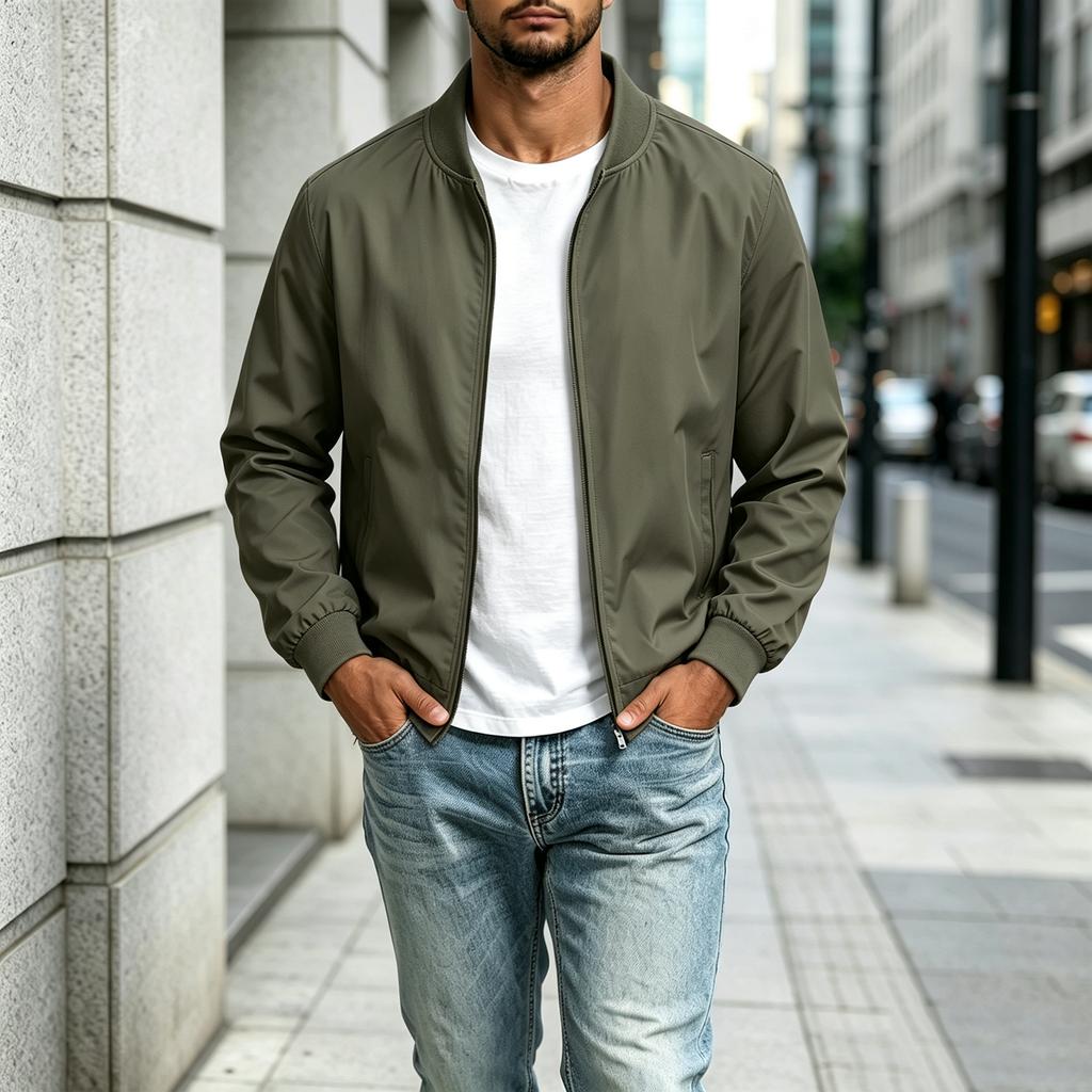 Men's Baseball Collar Jacket Casual Loose Fit Sports Outerwear for Spring and Fall