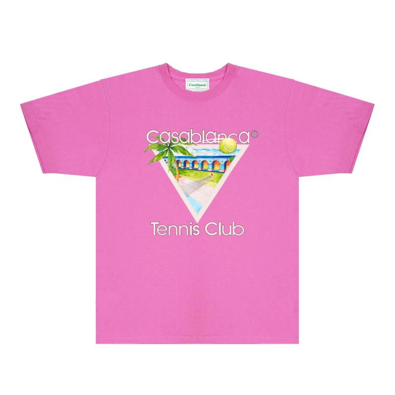 CASA Casablanca Short Sleeve T Shirt Couples Star Castle Letter Print Casual Loose Fit