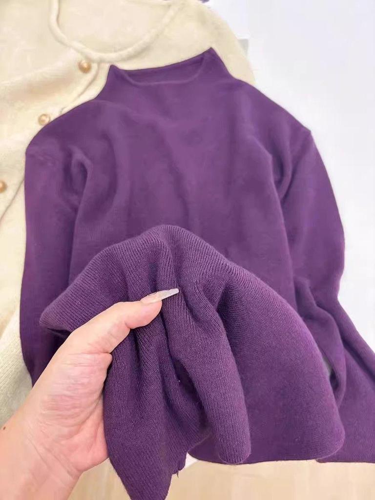 Women's New Year Limited Edition Angora Red Knit Sweater - Half-High Neck, Long Sleeve Base Layer Top for Autumn/Winter