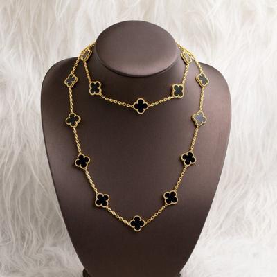 20 Flowers Four-Leaf Clover Necklace Female Double-Sided Lucky Grass Pendant High-Grade Temperament Titanium Steel Necklace