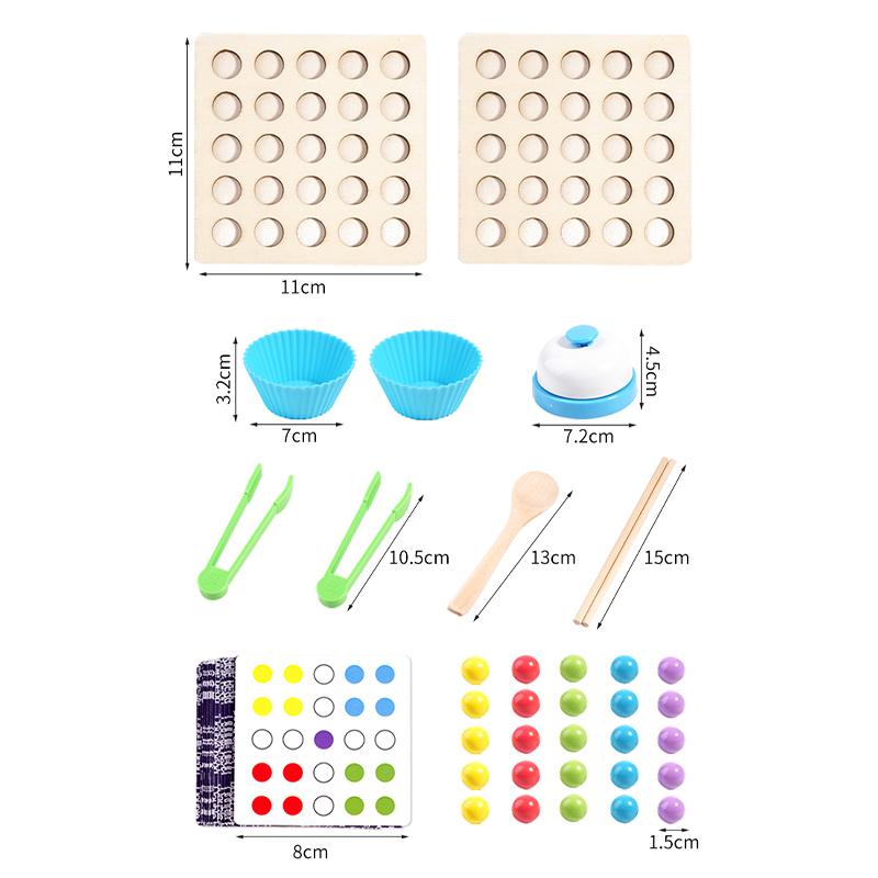 Wooden Board Bead Game Color Classification Preschool Learning Toys Rainbow Clip Bead Battle Game for Children Gifts for Kids