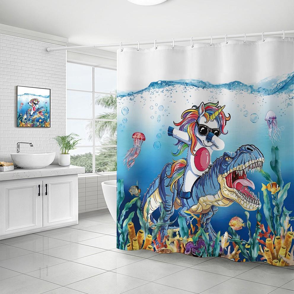 Waterproof Shower Curtain Digital 3D Printing Fun Animal Cat Shower Curtain Partition Curtain Shower Cloth