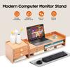 Moderner Holz-Computer-Monitorständer mit Schubladen, Schreibtisch-Organizer-Regal für das Homeoffice, Monitorerhöhung mit Handyhalter