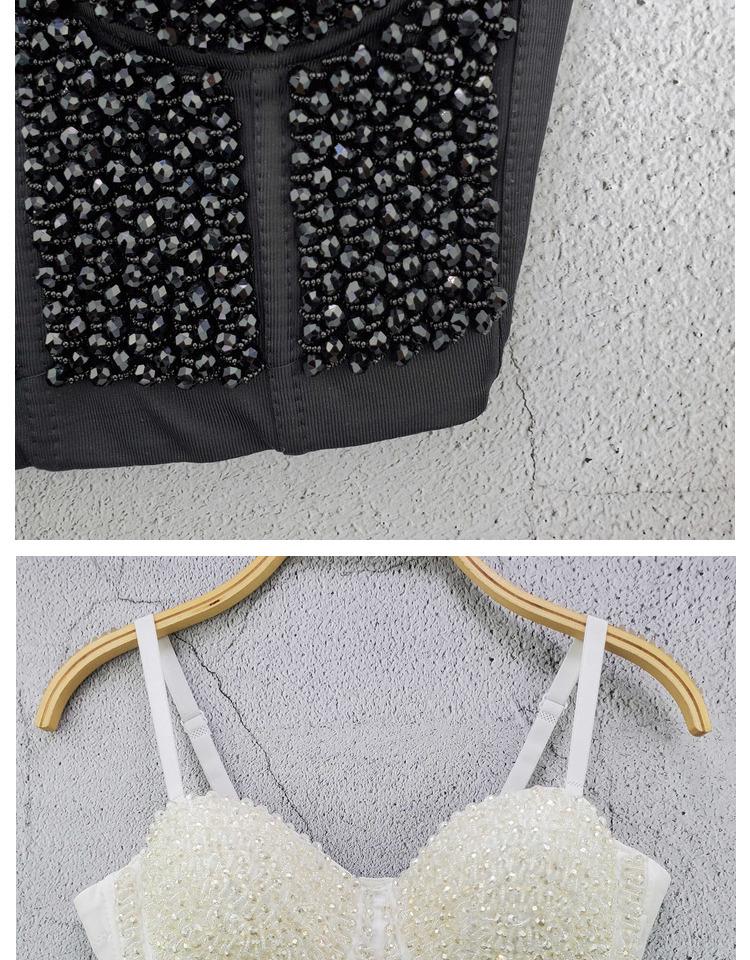European & American Rivet Beaded Crop Top Corset Camisole
