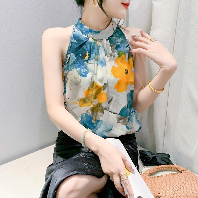 Fashionable Printed Suspender Vest for Women with  New  Suit Bottoming Sleeveless Summer Outerwear