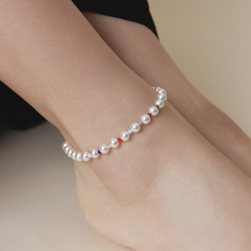 

dmoment Pop Pearl Anklet (925 Silver) Silver