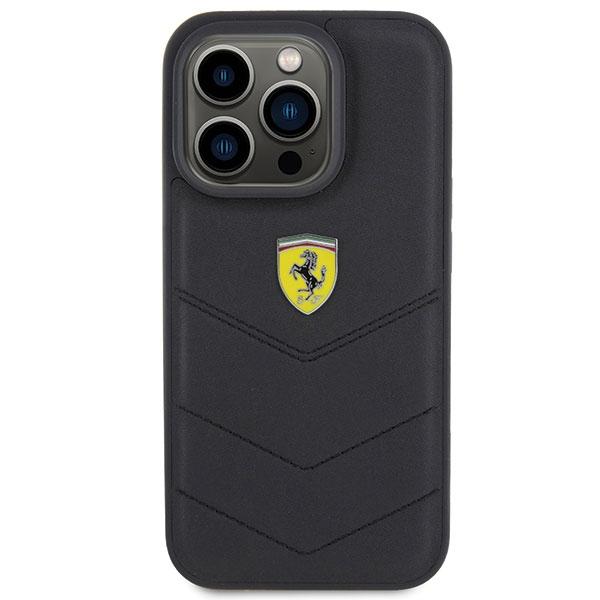 Ferrari Fehcp15Lrduk Iphone 15 Pro 6.1 Czarny/Black Hardcase Quilted Metal Logo