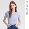 ELLASSAY Women's 2024 Summer Simple Slim Fit Round Neck Knit Top