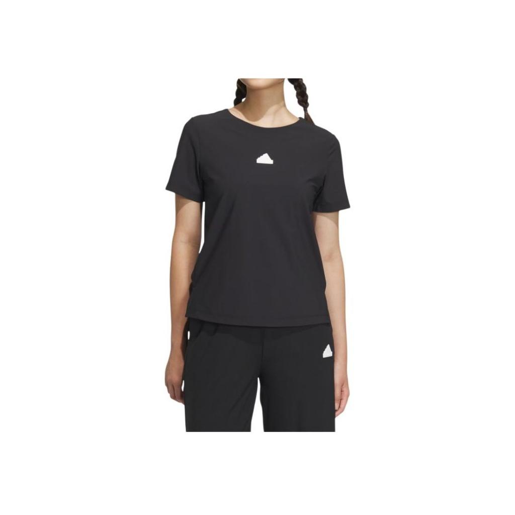 Adidas Logo Round Neck Short Sleeve T-Shirt Women Tops Black IT4360