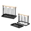 Kitchen Cup Storage Rack Iron Cup Drying Rack with Wood Handle Drip Tray Baby Bottle Dryer Holder Space-saving Kitchen for Mugs