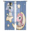 Cute Unicorns On A Moon Sheer Window Curtains For Living Room Bedroom Modern Voile Tulle Curtains Fabric Drapes For Kitchen