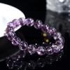Natural Amethyst Crystal Bead Bracelet Women Men Smooth Polished Round Beads Boho Chic Jewelry Gift
