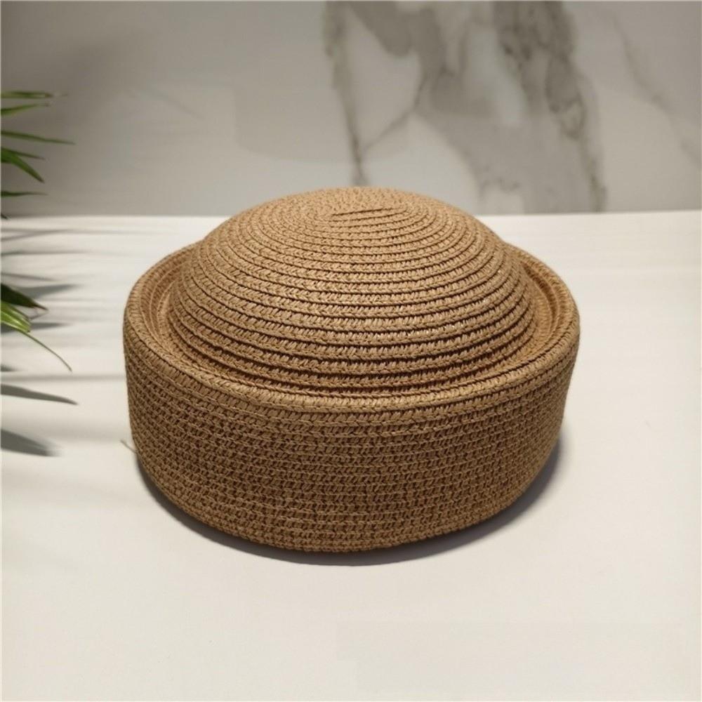 Retro Style Painter Beret Artistic Design Woven Straw Hat Elegant Straw Sun Hat Women