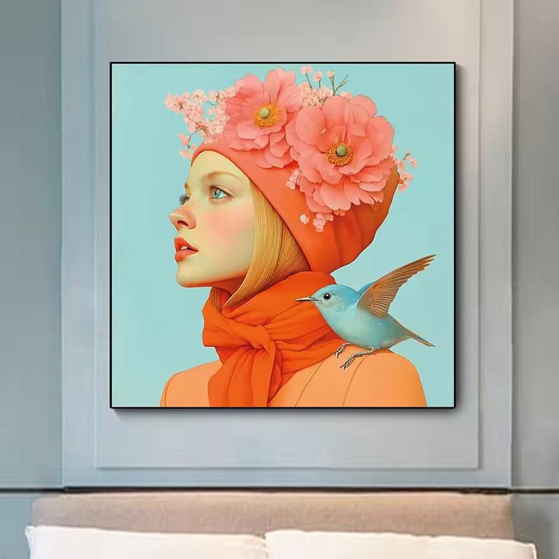 Dreamy Mysterious Girl Aesthetic Art Canvas Painting Surrealism Flowers Girls Posters Prints Morden Room Home Decor Mural