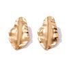 Wind Liquid Metal Pleated Flower Stud Earrings, Design Sense Leaf Petal Earrings