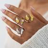 Stainless Steel Flower Rings for Women Men Vintage Five Petal Flower Opening Ring Summer Vacation Waterproof Jewelry Accessories