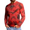 Men's Casual Button-Down Sweatshirt Fashion Printed Long Sleeve Shirt Pullover