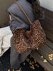 Korejská retro semišová velká taška přes rameno s leopardím potiskem - Edice pro dojíždění podzim 2025