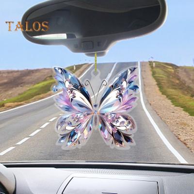 2 Stück bunter Schmetterlings-Autoanhänger, Kunstkristall, hängendes Ornament für Rückspiegel, Strass-Kunst-Set für Auto, Charm, Fensterdekor, Geschenk für Auto