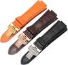 Convex leather watch strap suitable for Tianzhe T60 Tianlang Tiansi series T60.1.513 581 accessories brown with silver butterfly buckle