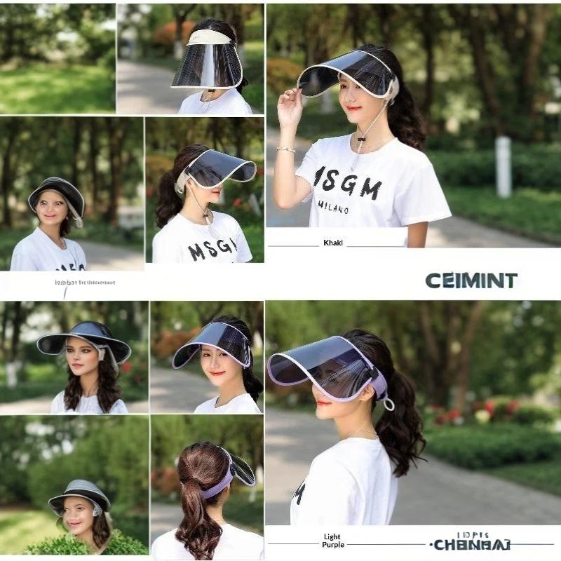 Women Adjustable Uv Protection Sun Visor With Wide Face Shield For Beach Hiking Summer Activities
